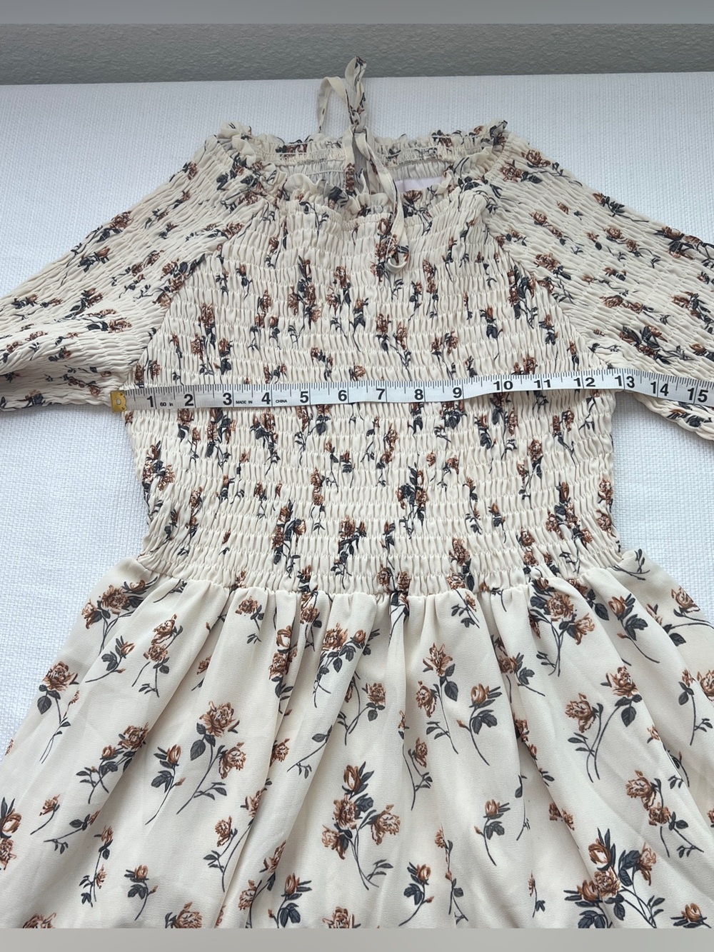JessaKae Wandering Willoughby Floral Smocked Tiered Maxi Dress Cream Small - Picture 12 of 15